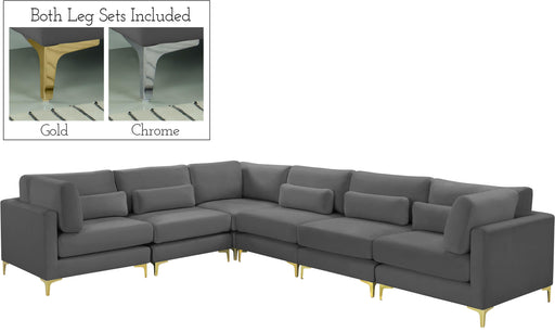 Julia Grey Velvet Modular Sectional (6 Boxes) - Royal Furniture & Gifts (MI) - Multi Location