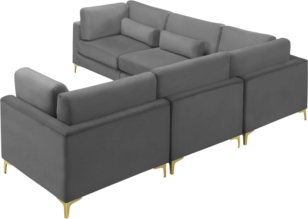 Julia Grey Velvet Modular Sectional (5 Boxes) - Royal Furniture & Gifts (MI) - Multi Location