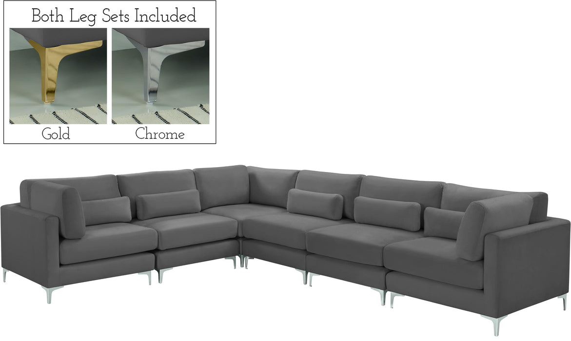 Julia Grey Velvet Modular Sectional (6 Boxes) - Royal Furniture & Gifts (MI) - Multi Location