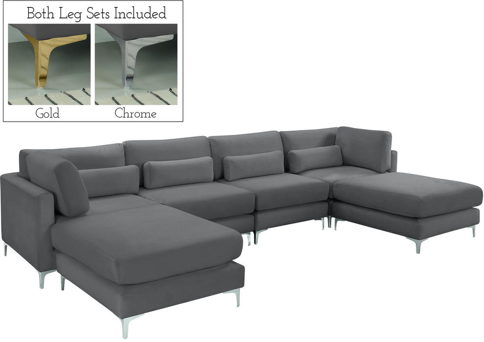 Julia Grey Velvet Modular Sectional (6 Boxes) - Royal Furniture & Gifts (MI) - Multi Location