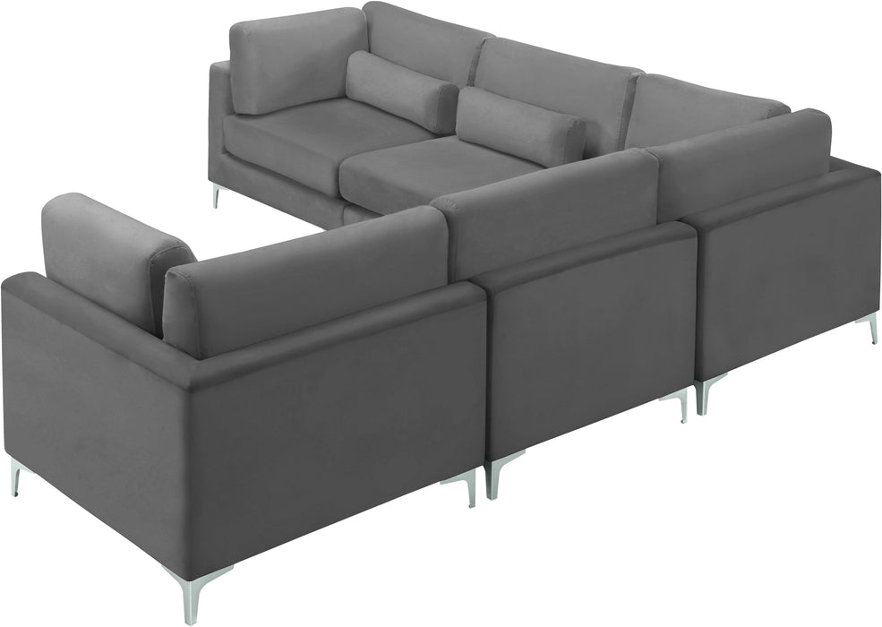 Julia Grey Velvet Modular Sectional (5 Boxes) - Royal Furniture & Gifts (MI) - Multi Location