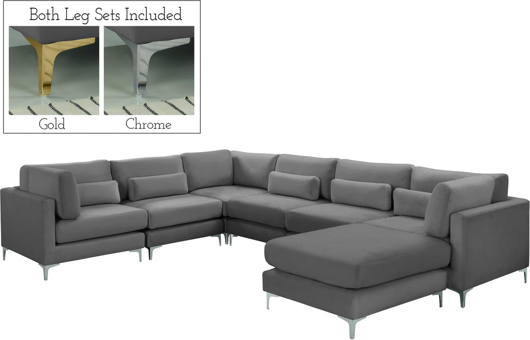 Julia Grey Velvet Modular Sectional (7 Boxes) - Royal Furniture & Gifts (MI) - Multi Location