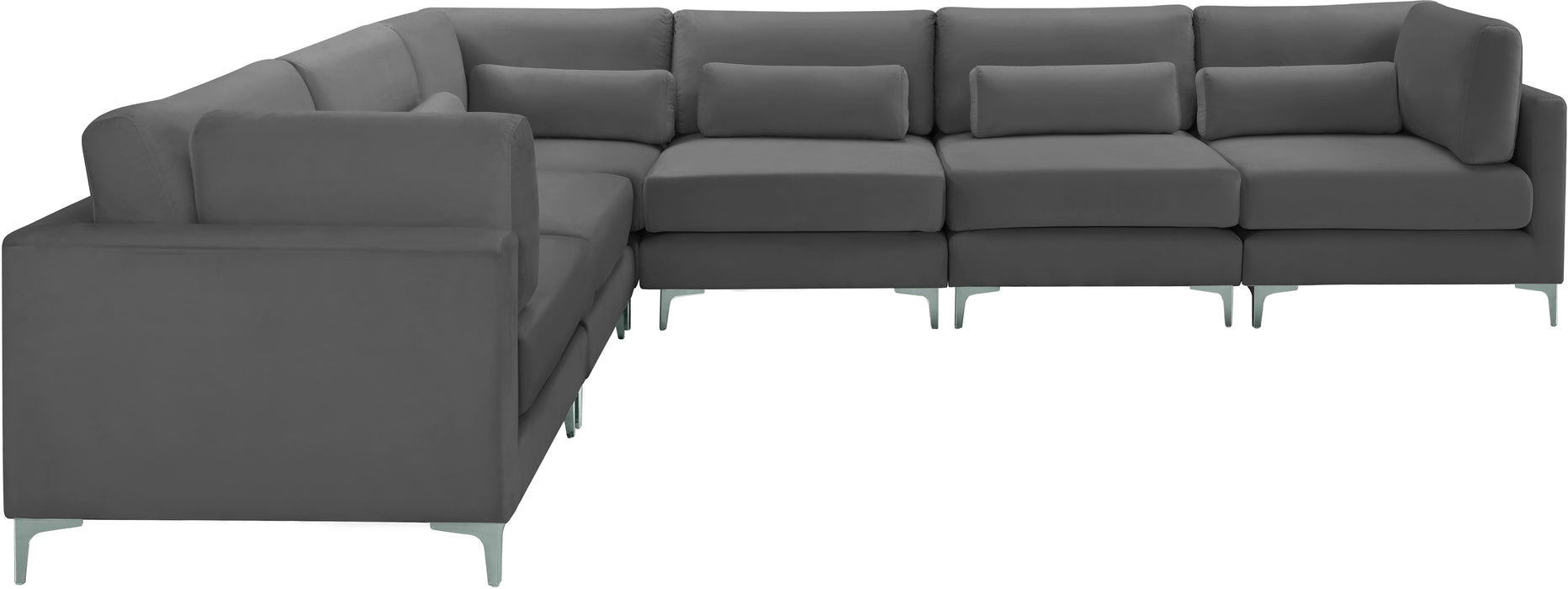 Julia Grey Velvet Modular Sectional (6 Boxes) - Royal Furniture & Gifts (MI) - Multi Location