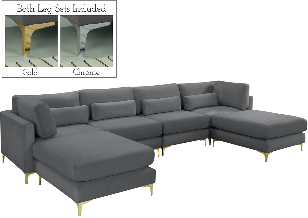 Julia Grey Velvet Modular Sectional (6 Boxes) - Royal Furniture & Gifts (MI) - Multi Location