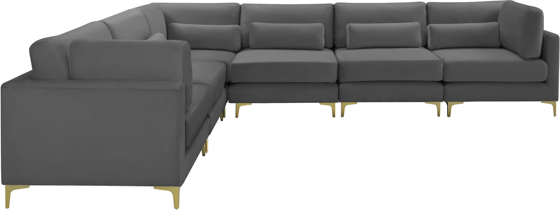 Julia Grey Velvet Modular Sectional (6 Boxes) - Royal Furniture & Gifts (MI) - Multi Location