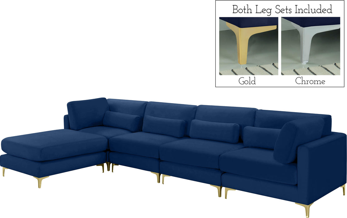 Julia Navy Velvet Modular Sectional (5 Boxes) - Royal Furniture & Gifts (MI) - Multi Location