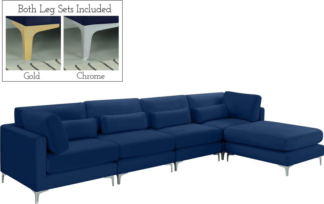Julia Navy Velvet Modular Sectional (5 Boxes) - Royal Furniture & Gifts (MI) - Multi Location