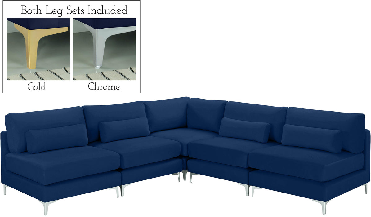 Julia Navy Velvet Modular Sectional (5 Boxes) - Royal Furniture & Gifts (MI) - Multi Location