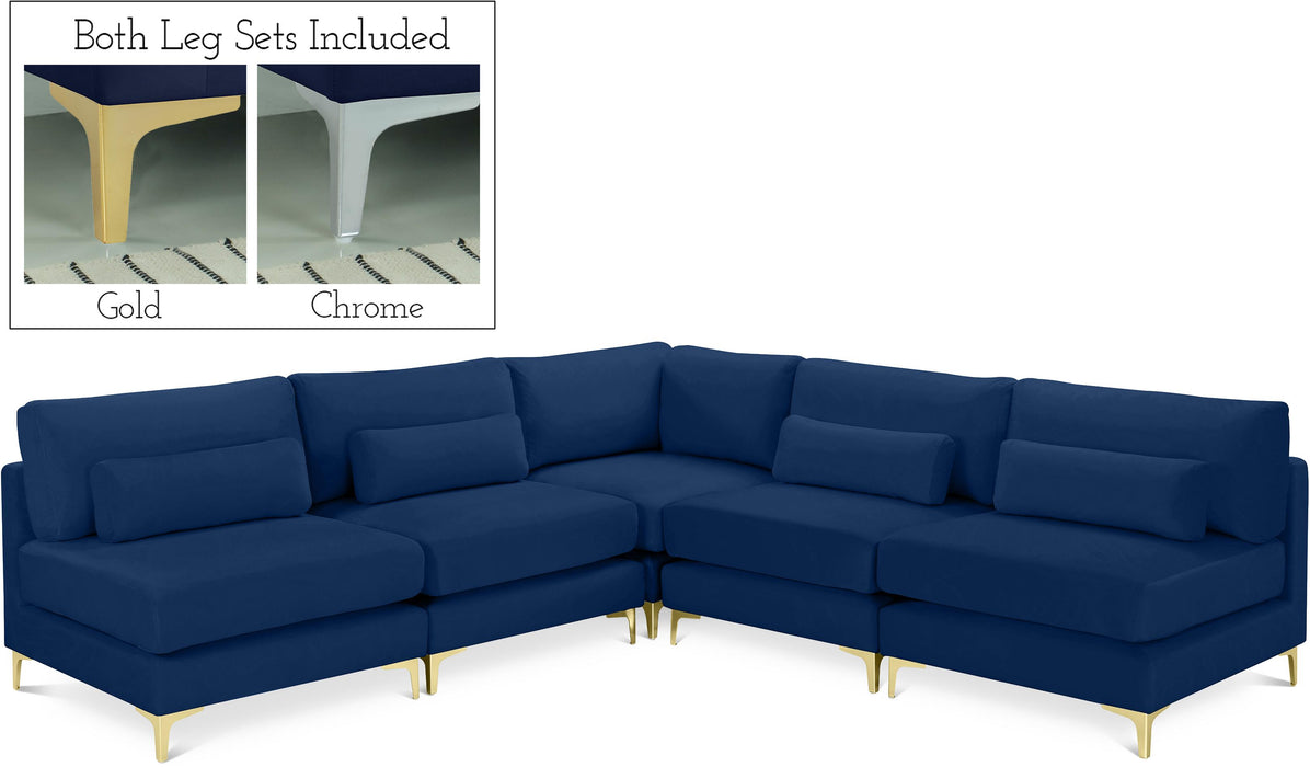 Julia Navy Velvet Modular Sectional (5 Boxes) - Royal Furniture & Gifts (MI) - Multi Location
