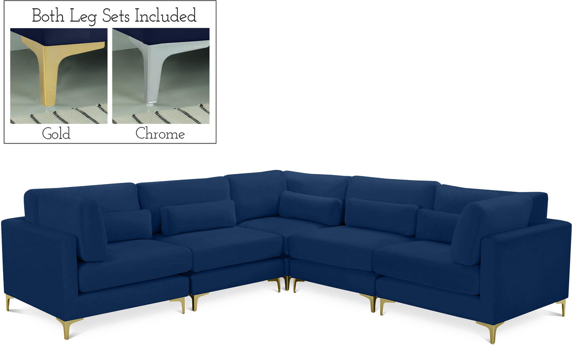 Julia Navy Velvet Modular Sectional (5 Boxes) - Royal Furniture & Gifts (MI) - Multi Location