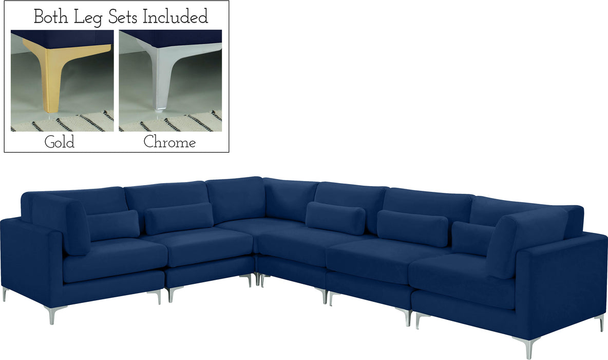 Julia Navy Velvet Modular Sectional (6 Boxes) - Royal Furniture & Gifts (MI) - Multi Location