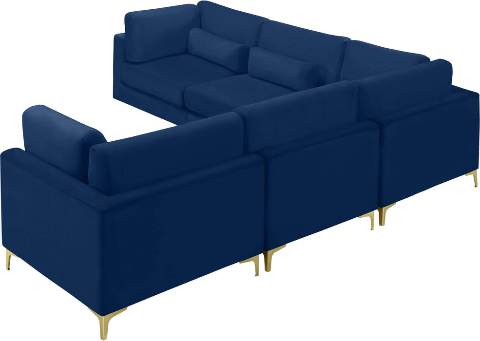 Julia Navy Velvet Modular Sectional (5 Boxes) - Royal Furniture & Gifts (MI) - Multi Location