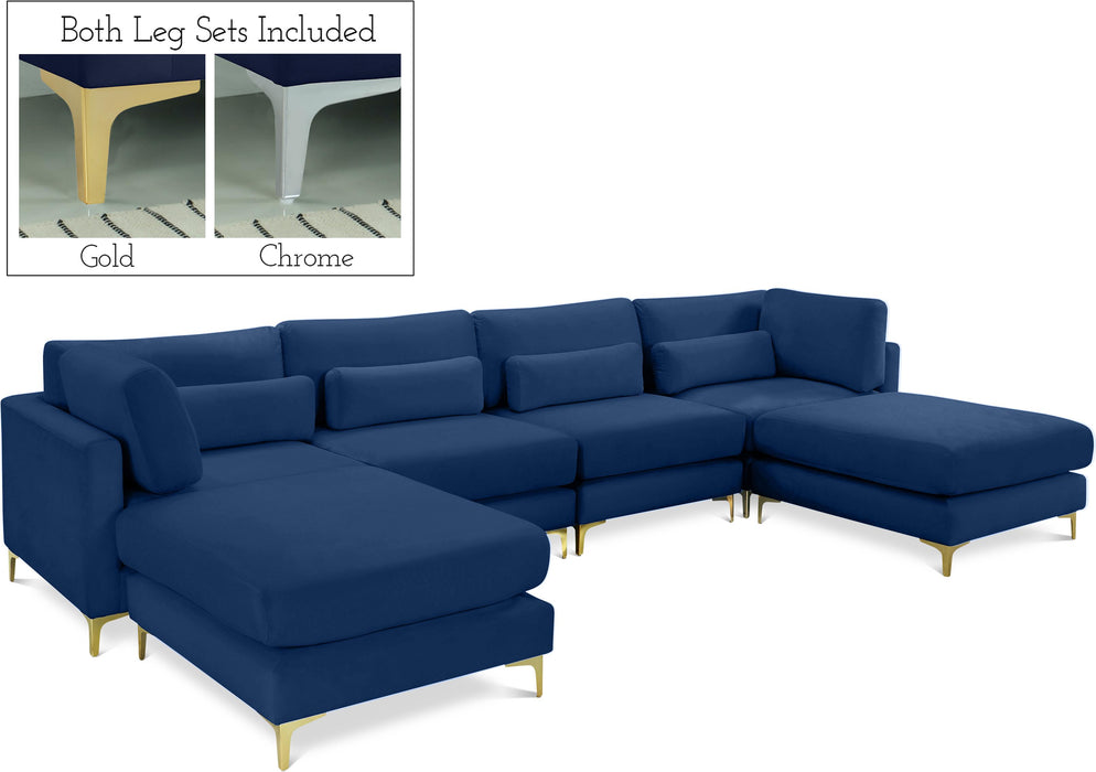 Julia Navy Velvet Modular Sectional (6 Boxes) - Royal Furniture & Gifts (MI) - Multi Location