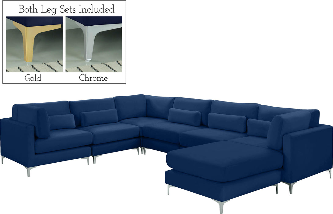 Julia Navy Velvet Modular Sectional (7 Boxes) - Royal Furniture & Gifts (MI) - Multi Location
