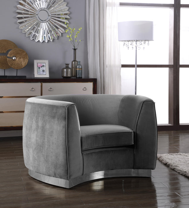 Julian Grey Velvet Chair - Royal Furniture & Gifts (MI) - Multi Location