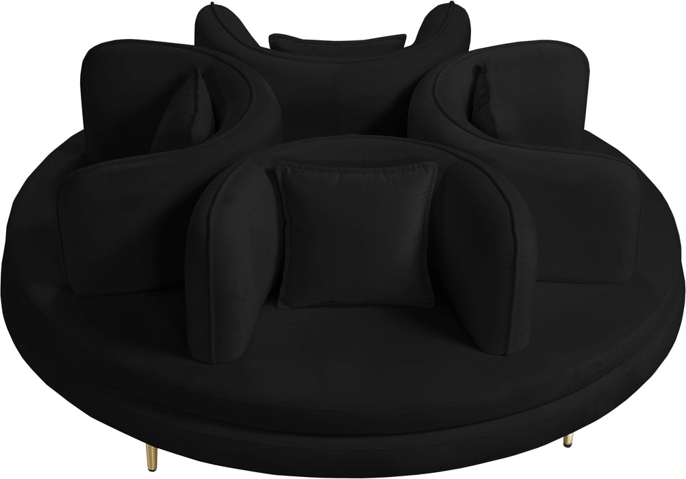 Circlet Black Velvet Round Sofa Settee - Royal Furniture & Gifts (MI) - Multi Location