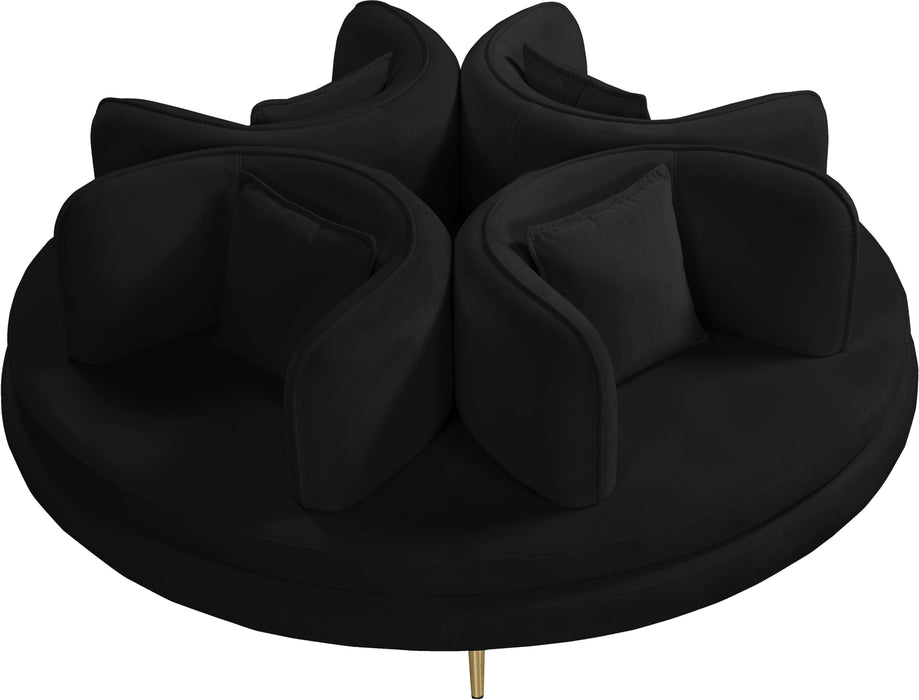 Circlet Black Velvet Round Sofa Settee - Royal Furniture & Gifts (MI) - Multi Location