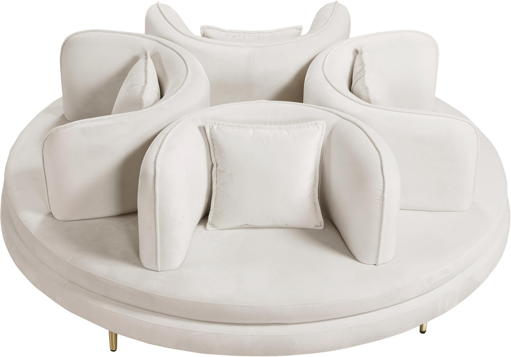 Circlet Cream Velvet Round Sofa Settee - Royal Furniture & Gifts (MI) - Multi Location