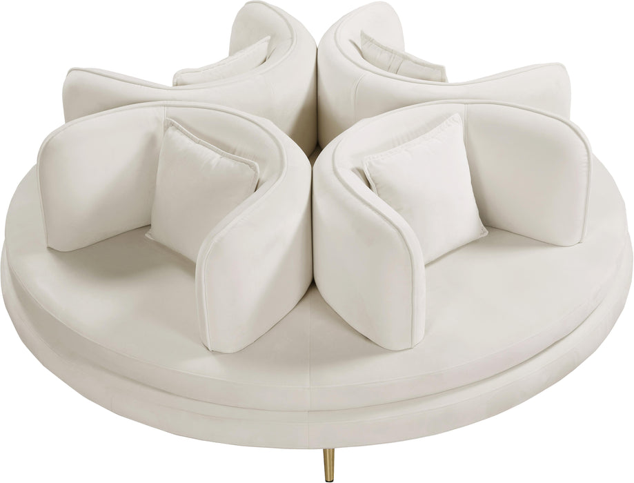 Circlet Cream Velvet Round Sofa Settee - Royal Furniture & Gifts (MI) - Multi Location
