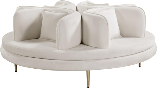 Circlet Cream Velvet Round Sofa Settee - Royal Furniture & Gifts (MI) - Multi Location