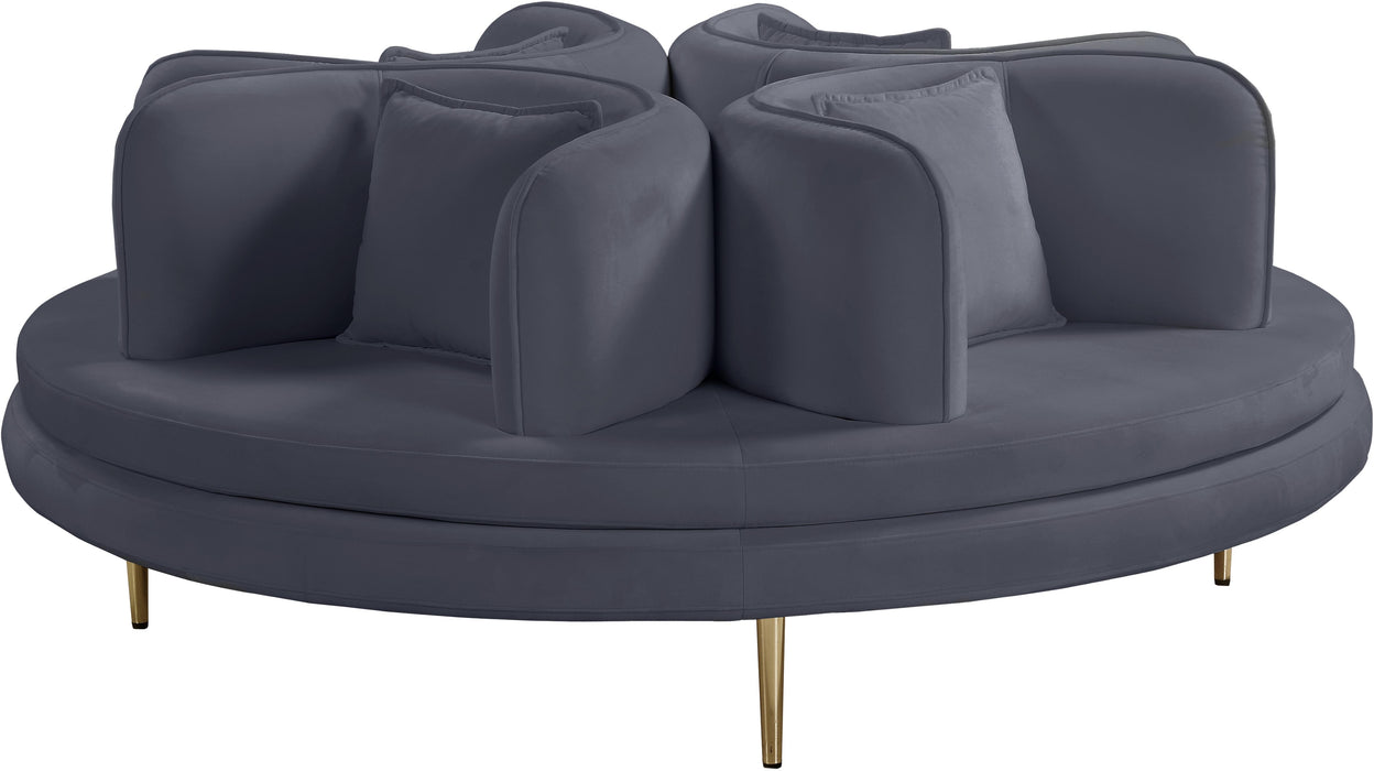 Circlet Grey Velvet Round Sofa Settee - Royal Furniture & Gifts (MI) - Multi Location