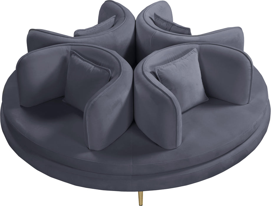 Circlet Grey Velvet Round Sofa Settee - Royal Furniture & Gifts (MI) - Multi Location