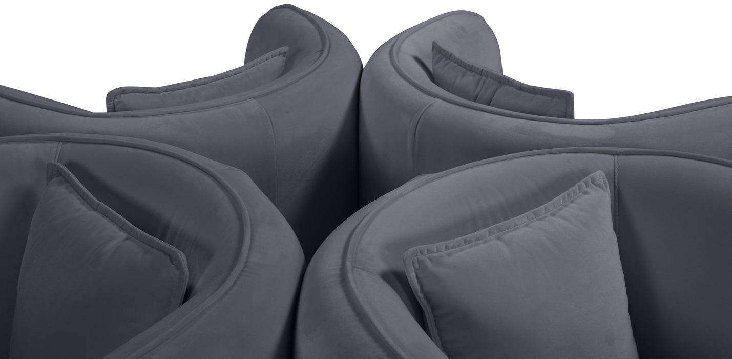 Circlet Grey Velvet Round Sofa Settee - Royal Furniture & Gifts (MI) - Multi Location