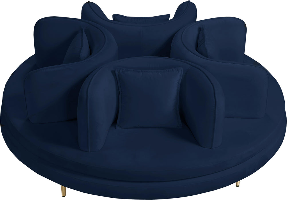 Circlet Navy Velvet Round Sofa Settee - Royal Furniture & Gifts (MI) - Multi Location