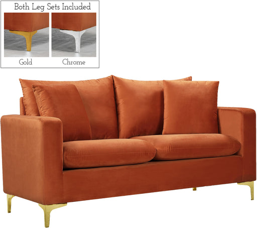 Naomi Cognac Velvet Loveseat - Royal Furniture & Gifts (MI) - Multi Location