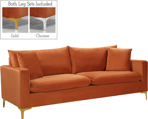 Naomi Cognac Velvet Sofa - Royal Furniture & Gifts (MI) - Multi Location