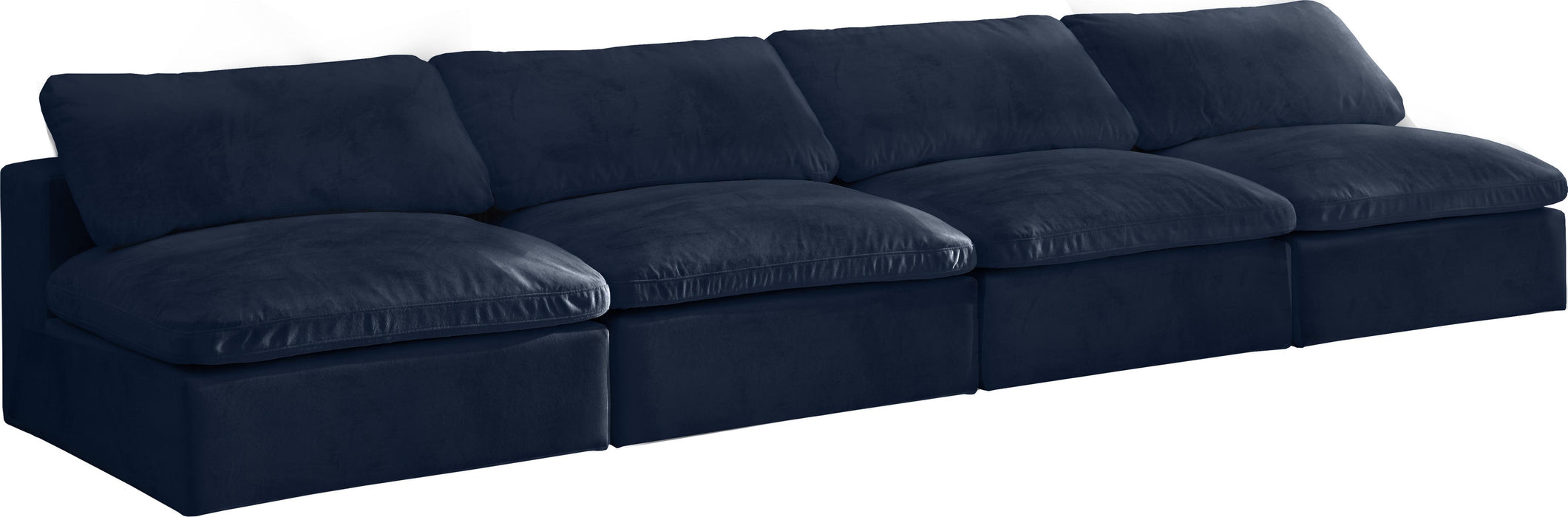 Cozy Navy Velvet Cloud Modular Armless Sofa - Royal Furniture & Gifts (MI) - Multi Location