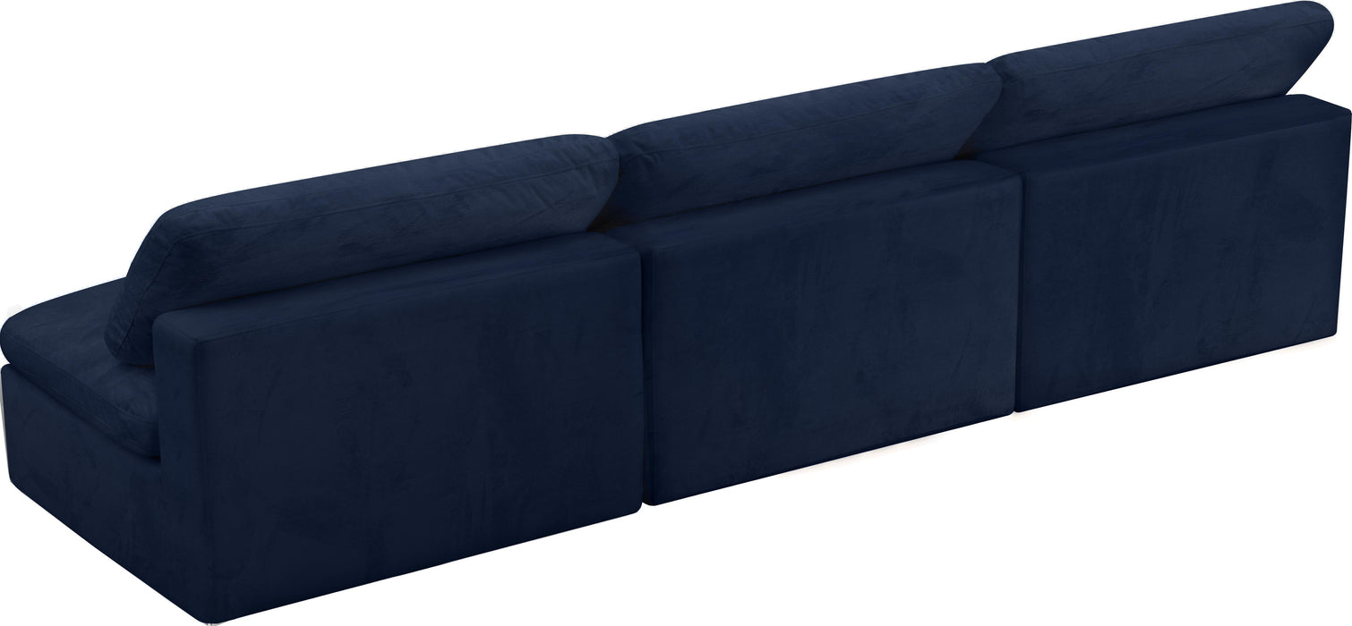 Cozy Navy Velvet Cloud Modular Armless Sofa - Royal Furniture & Gifts (MI) - Multi Location