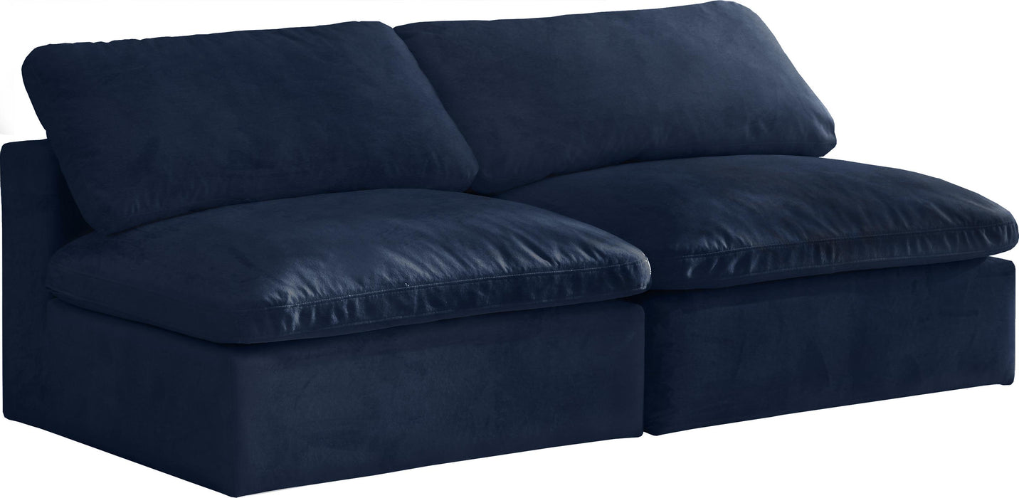 Cozy Navy Velvet Cloud Modular Armless Sofa - Royal Furniture & Gifts (MI) - Multi Location