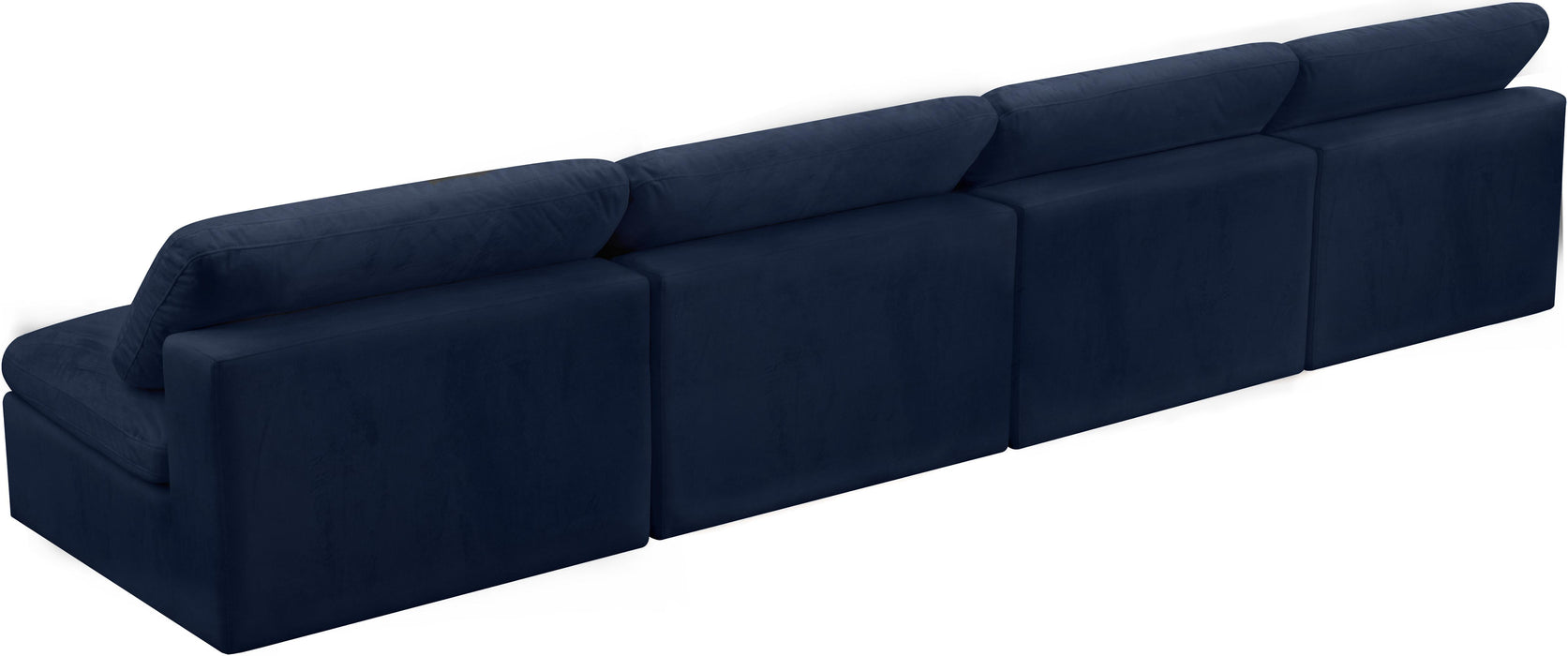 Cozy Navy Velvet Cloud Modular Armless Sofa - Royal Furniture & Gifts (MI) - Multi Location