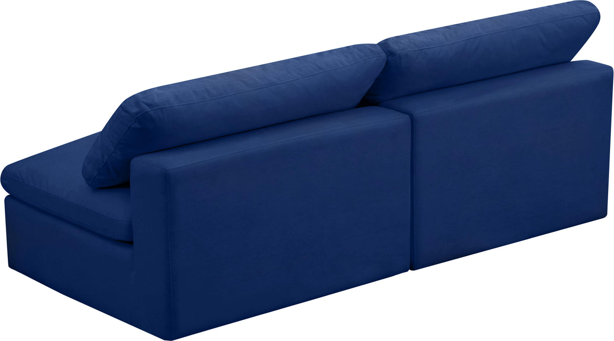 Cozy Navy Velvet Cloud Modular Armless Sofa - Royal Furniture & Gifts (MI) - Multi Location