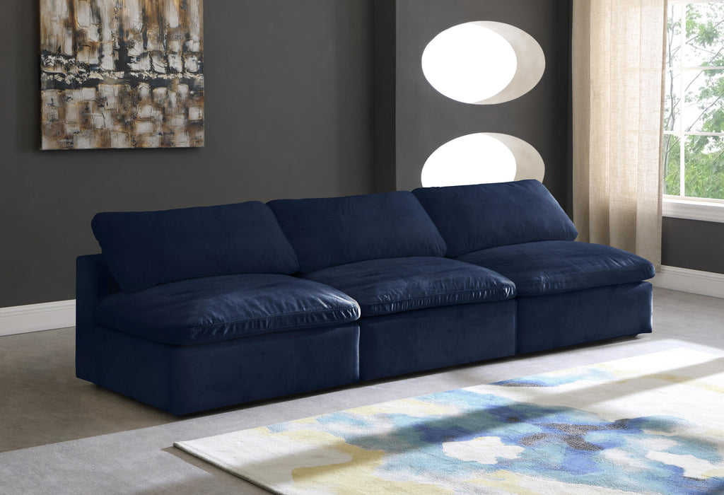 Cozy Navy Velvet Cloud Modular Armless Sofa - Royal Furniture & Gifts (MI) - Multi Location