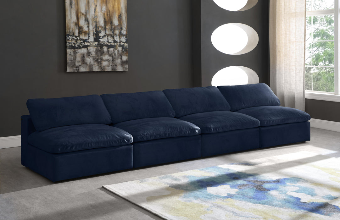 Cozy Navy Velvet Cloud Modular Armless Sofa - Royal Furniture & Gifts (MI) - Multi Location