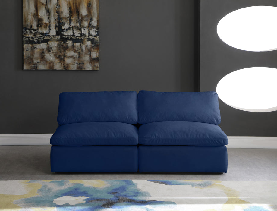 Cozy Navy Velvet Cloud Modular Armless Sofa - Royal Furniture & Gifts (MI) - Multi Location