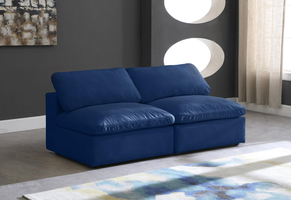 Cozy Navy Velvet Cloud Modular Armless Sofa - Royal Furniture & Gifts (MI) - Multi Location