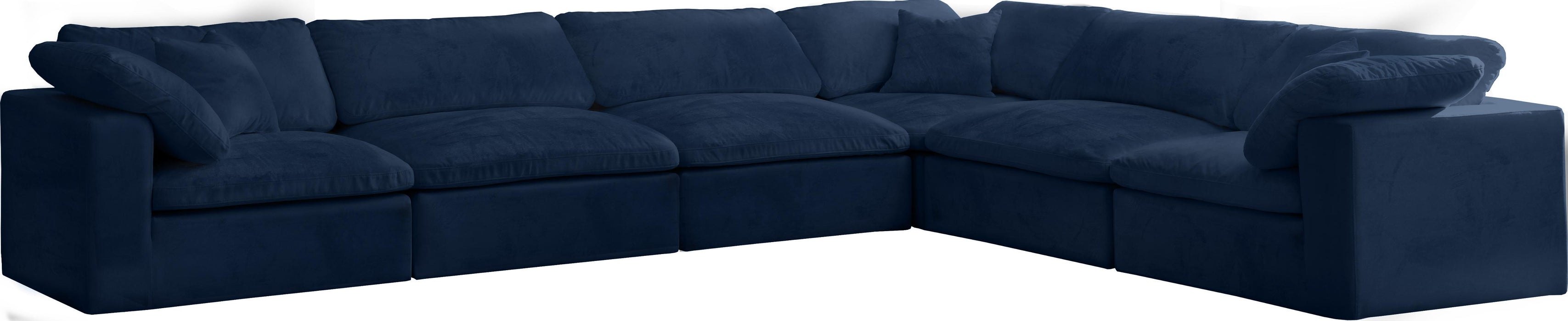 Cozy Navy Velvet Cloud Modular Sectional - Royal Furniture & Gifts (MI) - Multi Location