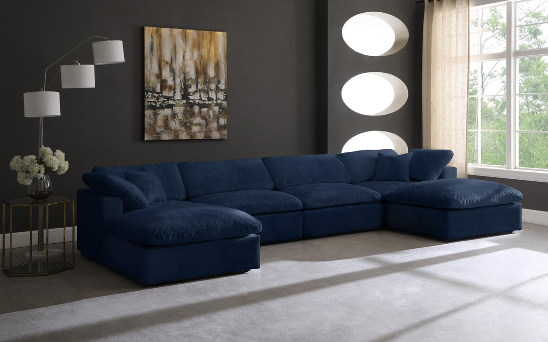 Cozy Navy Velvet Cloud Modular Sectional - Royal Furniture & Gifts (MI) - Multi Location