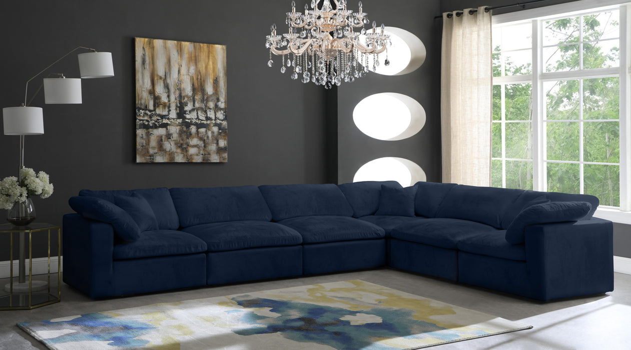 Cozy Navy Velvet Cloud Modular Sectional - Royal Furniture & Gifts (MI) - Multi Location