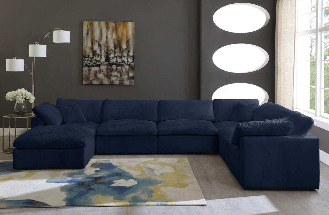 Cozy Navy Velvet Cloud Modular Sectional - Royal Furniture & Gifts (MI) - Multi Location