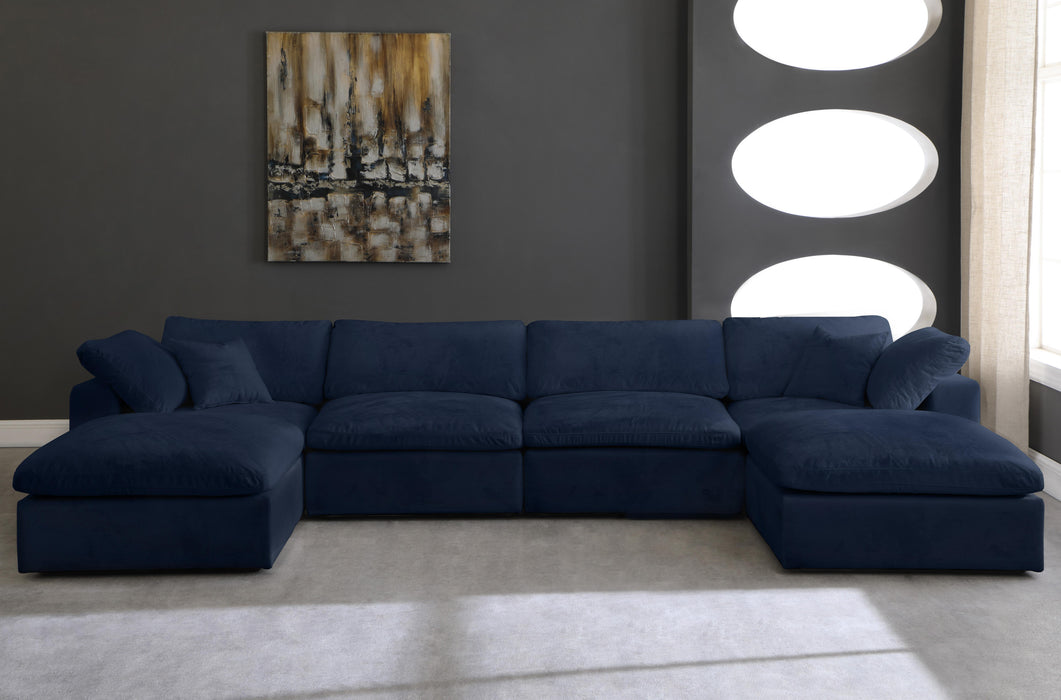 Cozy Navy Velvet Cloud Modular Sectional - Royal Furniture & Gifts (MI) - Multi Location