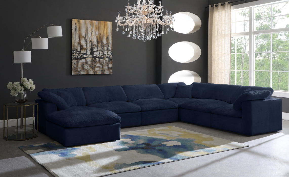 Cozy Navy Velvet Cloud Modular Sectional - Royal Furniture & Gifts (MI) - Multi Location