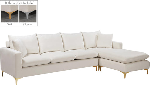 Naomi Cream Velvet 2pc. Reversible Sectional - Royal Furniture & Gifts (MI) - Multi Location