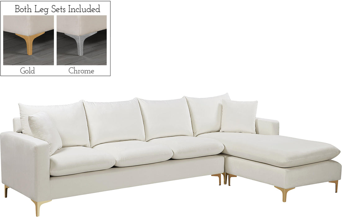 Naomi Cream Velvet 2pc. Reversible Sectional - Royal Furniture & Gifts (MI) - Multi Location
