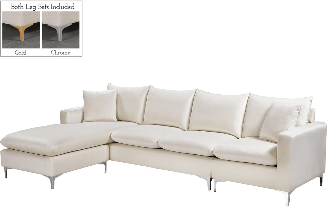Naomi Cream Velvet 2pc. Reversible Sectional - Royal Furniture & Gifts (MI) - Multi Location
