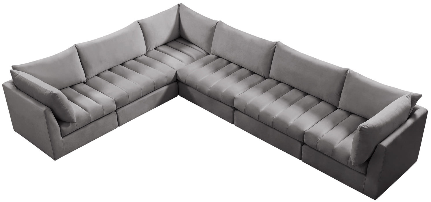 Jacob Grey Velvet Modular Sectional - Royal Furniture & Gifts (MI) - Multi Location
