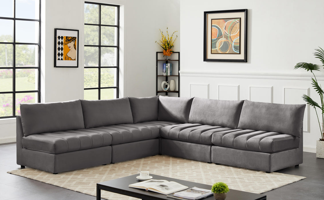 Jacob Grey Velvet Modular Sectional - Royal Furniture & Gifts (MI) - Multi Location